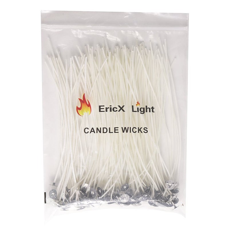 EricX Light إريك إكس لايت 100 قطعة فتيل شمعة 8 بوصة مع قلب قطن مشمع، لصنع الشموع، DIY الشموع - Image 1